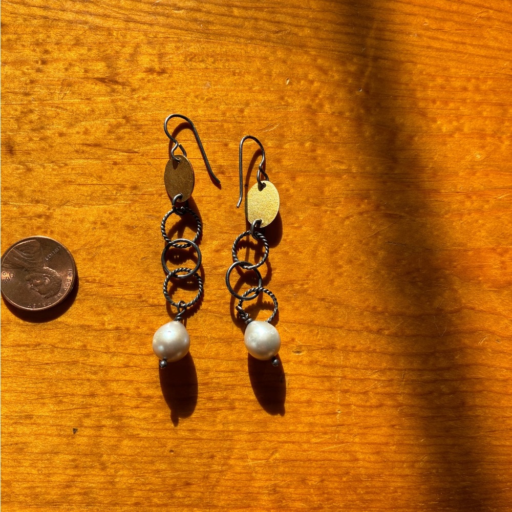 Pearl Sterling Silver Dangle Earrings